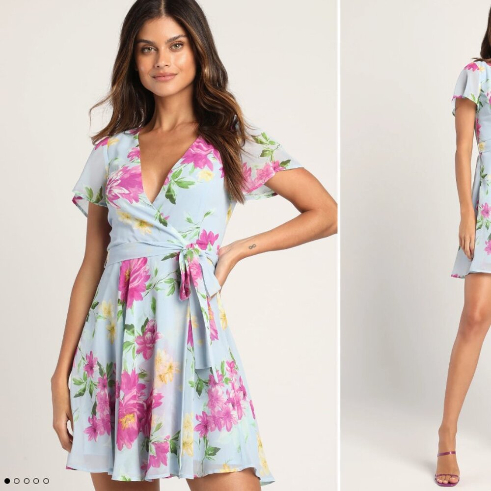 Light Blue Floral Print Dress